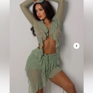 Fashion Nova Love Addiction Lace Skirt Set - Sage